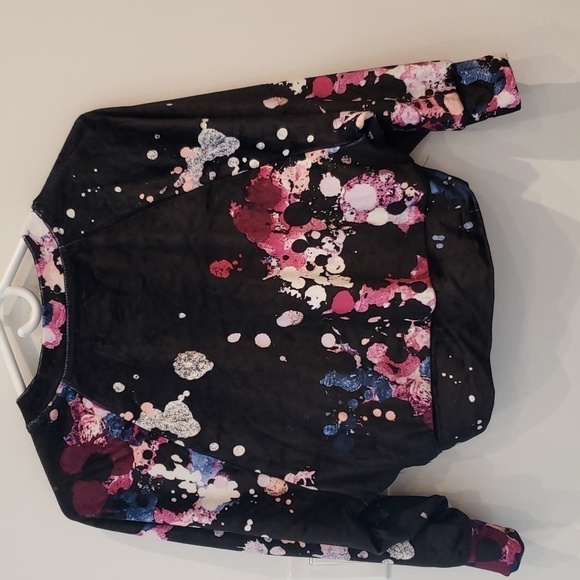 Justice Top Crop Paint Splatter velvet Girls Kids Size 8 - Picture 2 of 11